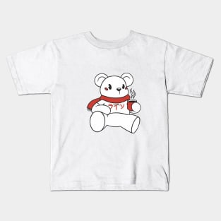 Polar bear with red scarf Kids T-Shirt